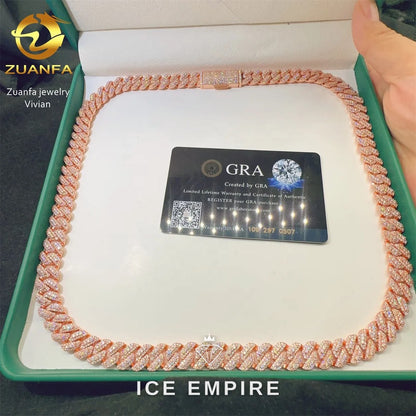 Iced Out Rose Gold Plated Moissanite Cuban Chain