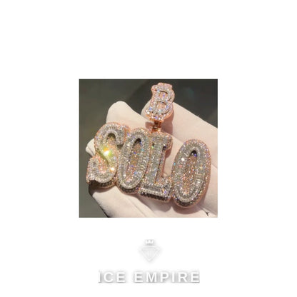 Iced Out Baguette Rose Gold Plated Moissanite Pendant