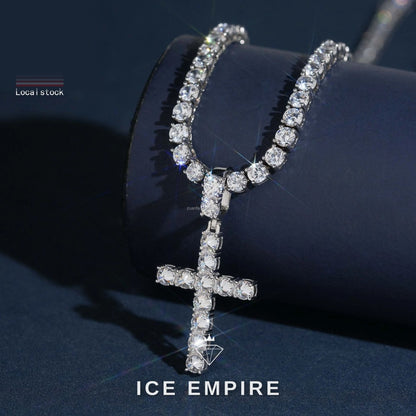 Iced Out Cross Gold Plated Moissanite Pendant