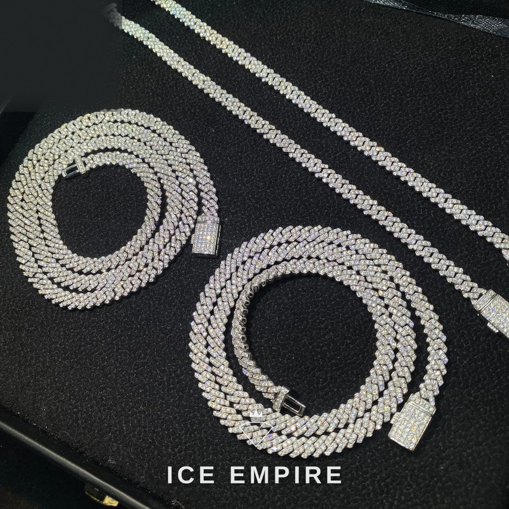 Iced Out 925 Silver Moissanite Cuban Chain