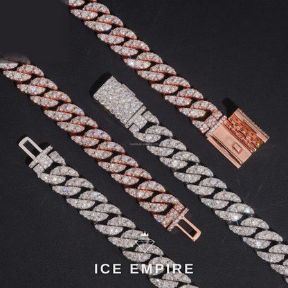 Iced Out Rose Gold Moissanite Cuban Chain