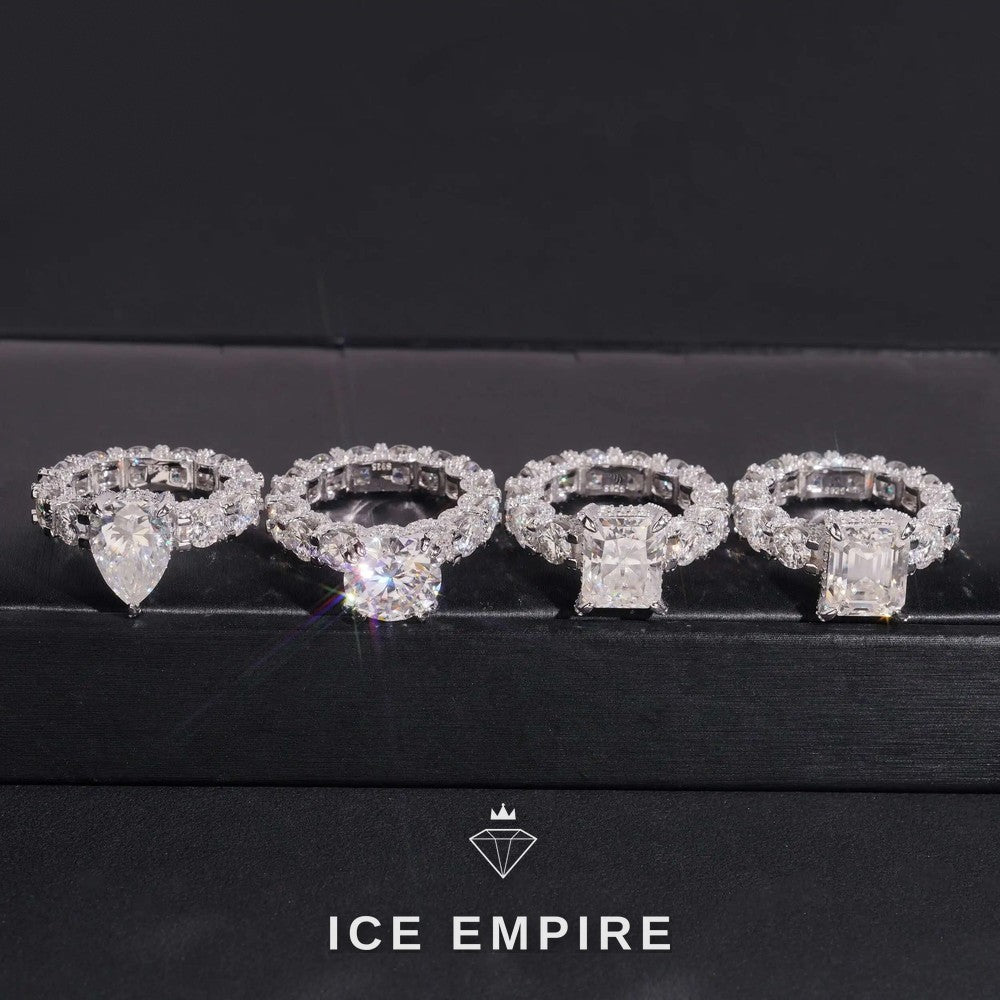 Iced Out 925 Silver Moissanite Wedding Band
