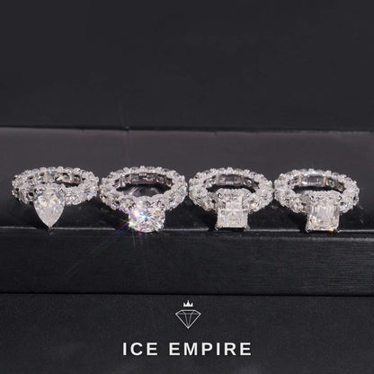 Iced Out 925 Silver Moissanite Wedding Band