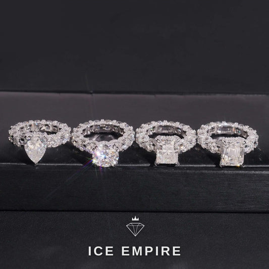 Iced Out 925 Silver Moissanite Wedding Band