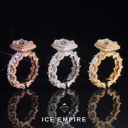 Iced Out 925 Silver Moissanite Engagement Ring