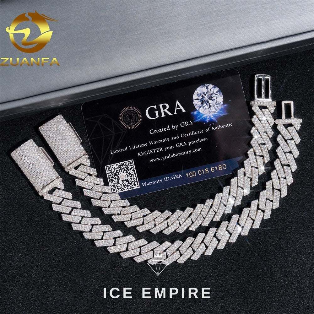 Iced Out 925 Silver Moissanite Cuban Chain