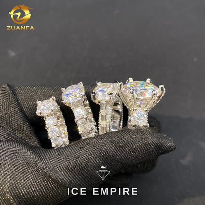 Iced Out 925 Silver Moissanite Engagement Ring