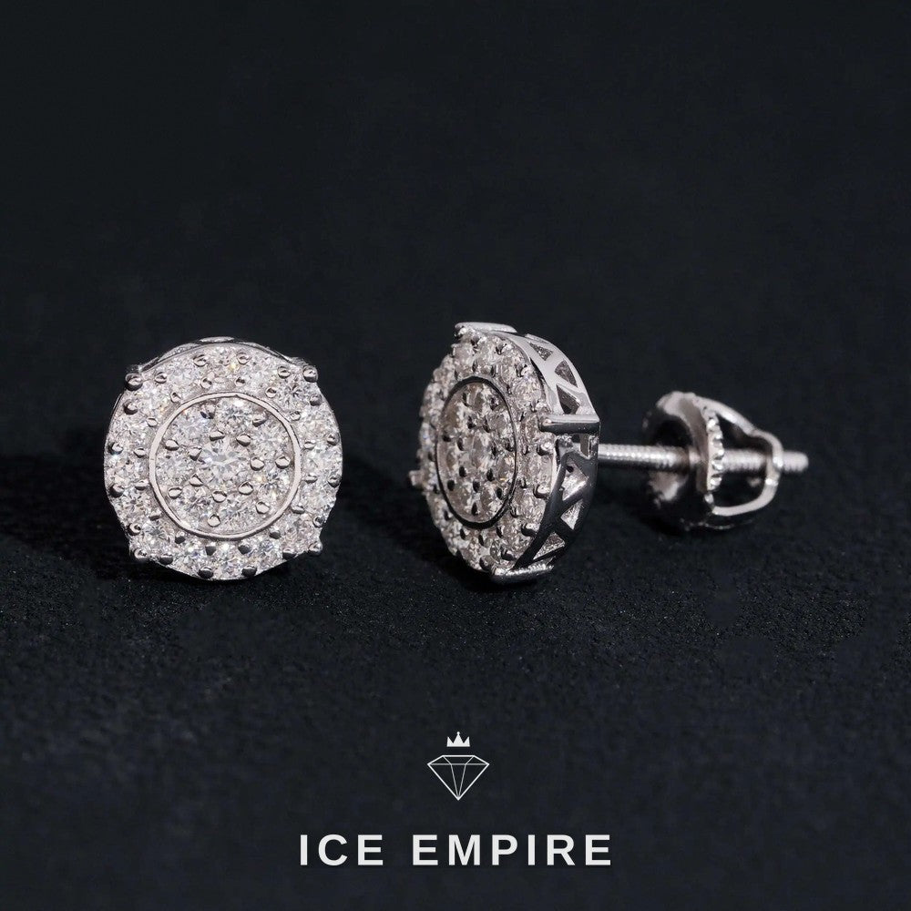Iced Out 925 Silver Moissanite Stud Earrings