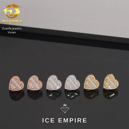 Iced Out Heart Rose Gold Plated Moissanite Earrings