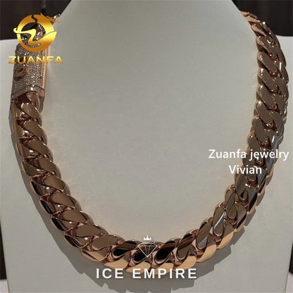 Iced Out Rose Gold Plated Moissanite Cuban Chain