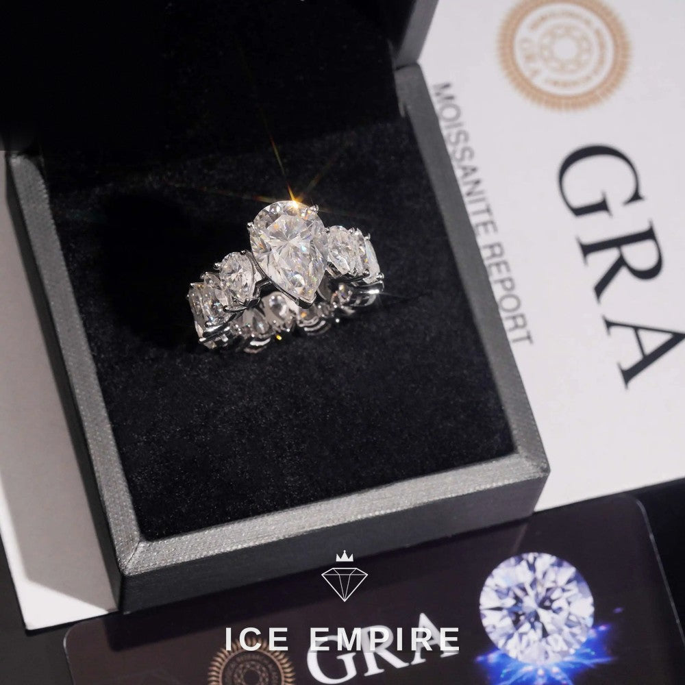 Iced Out Rose Gold Plated Moissanite Engagement Ring
