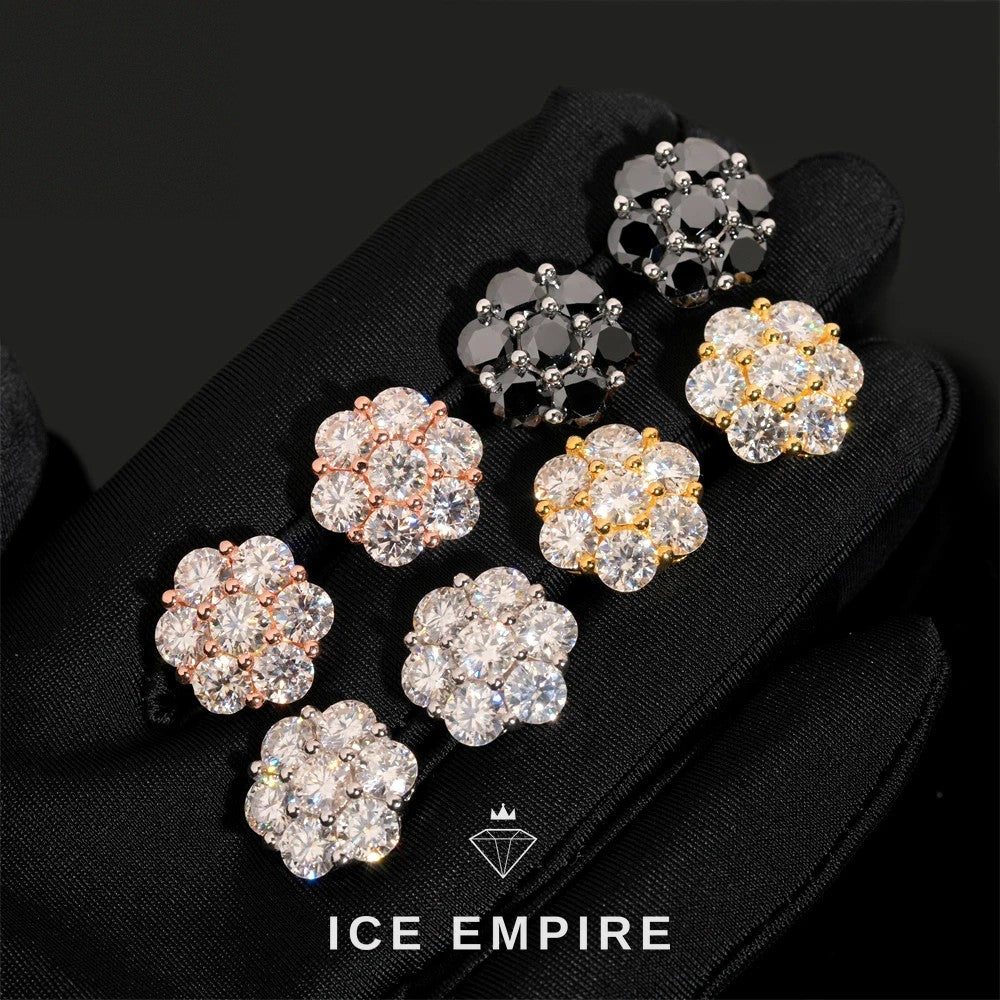 Iced Out Cluster 925 Silver Moissanite Earrings