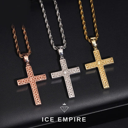Iced Out Cross Rose Gold Plated Moissanite Pendant