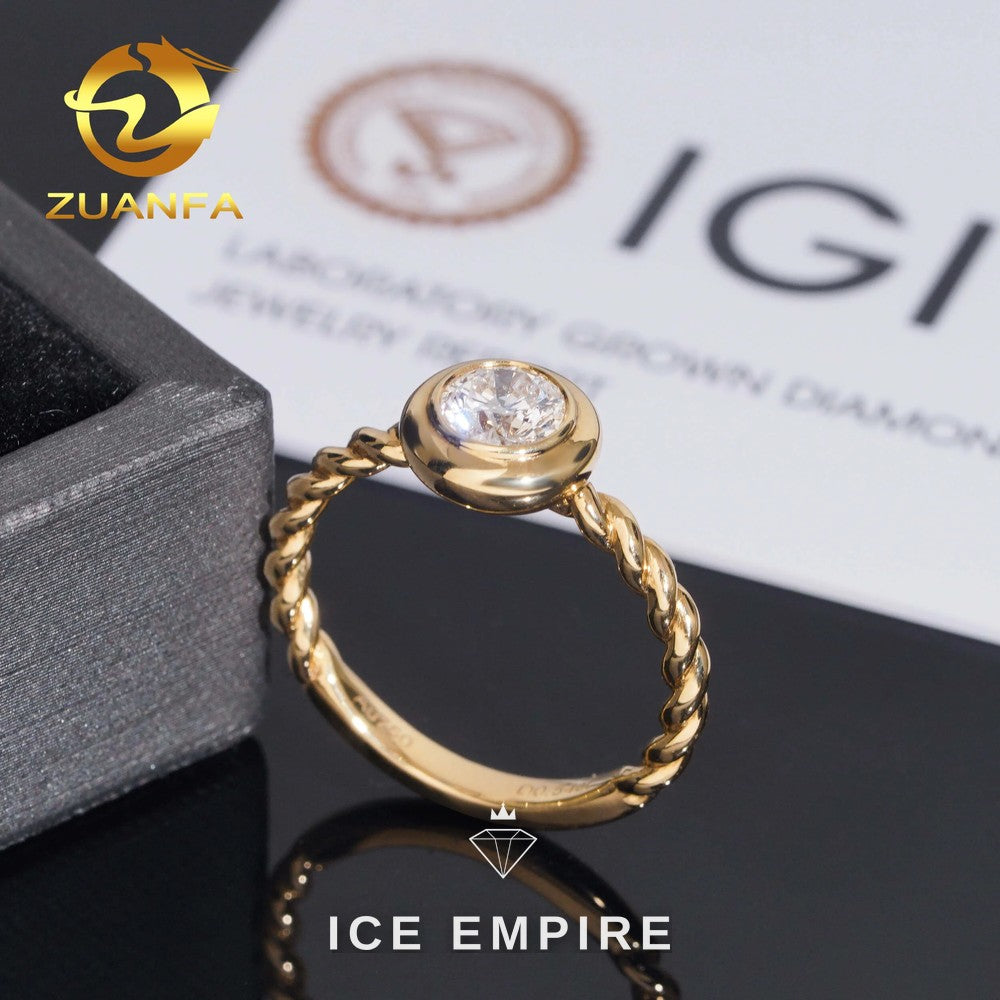 Iced Out 18K Gold Lab Grown Diamond Engagement Ring