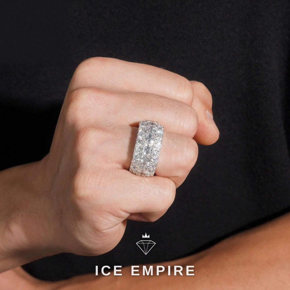 Iced Out 925 Silver Moissanite Ring