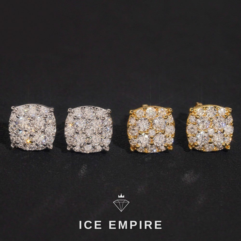 Iced Out Rose Gold Plated Moissanite Stud Earrings