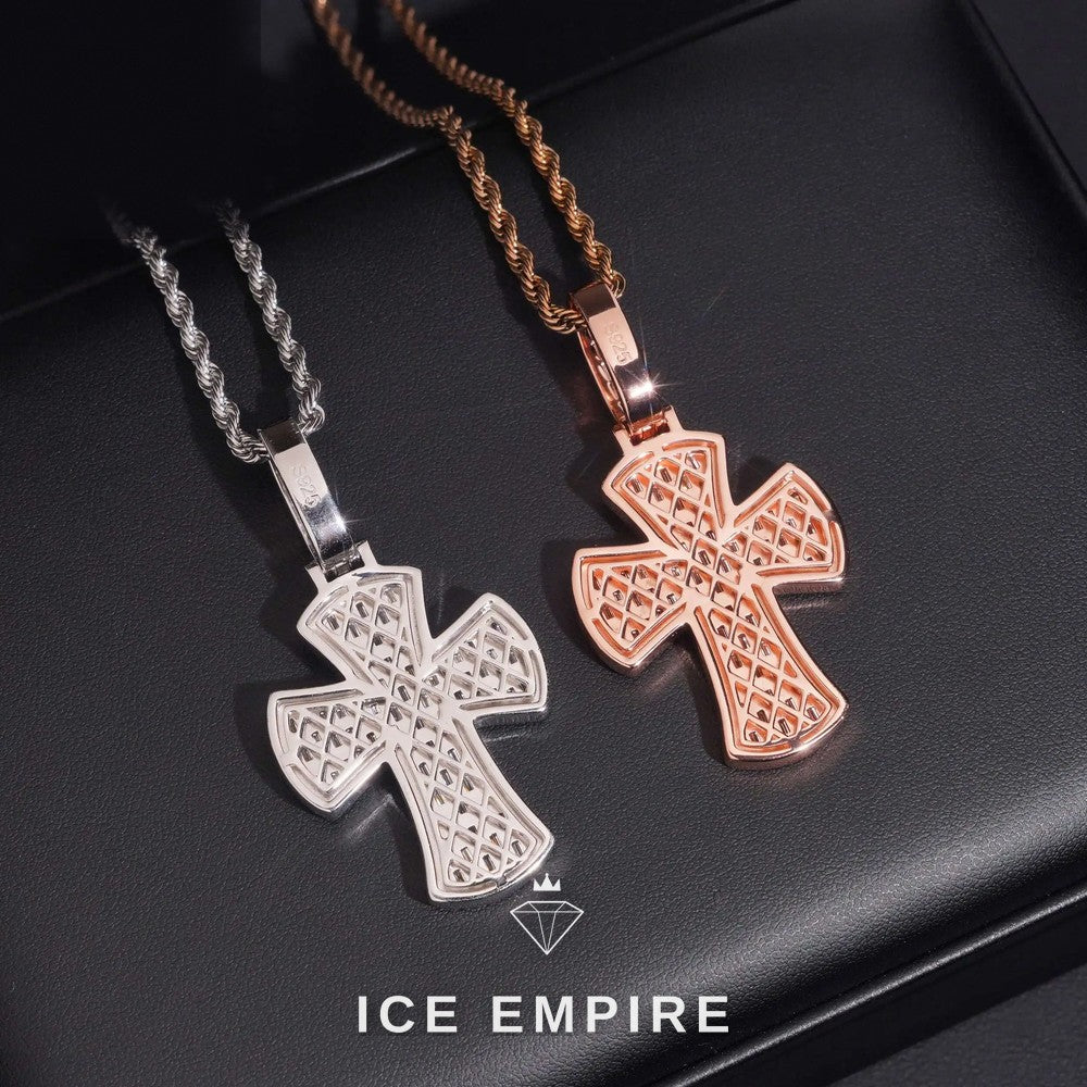 Iced Out Baguette Rose Gold Plated Moissanite Pendant