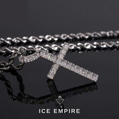 Iced Out Cross 925 Silver Lab Grown Diamond Pendant