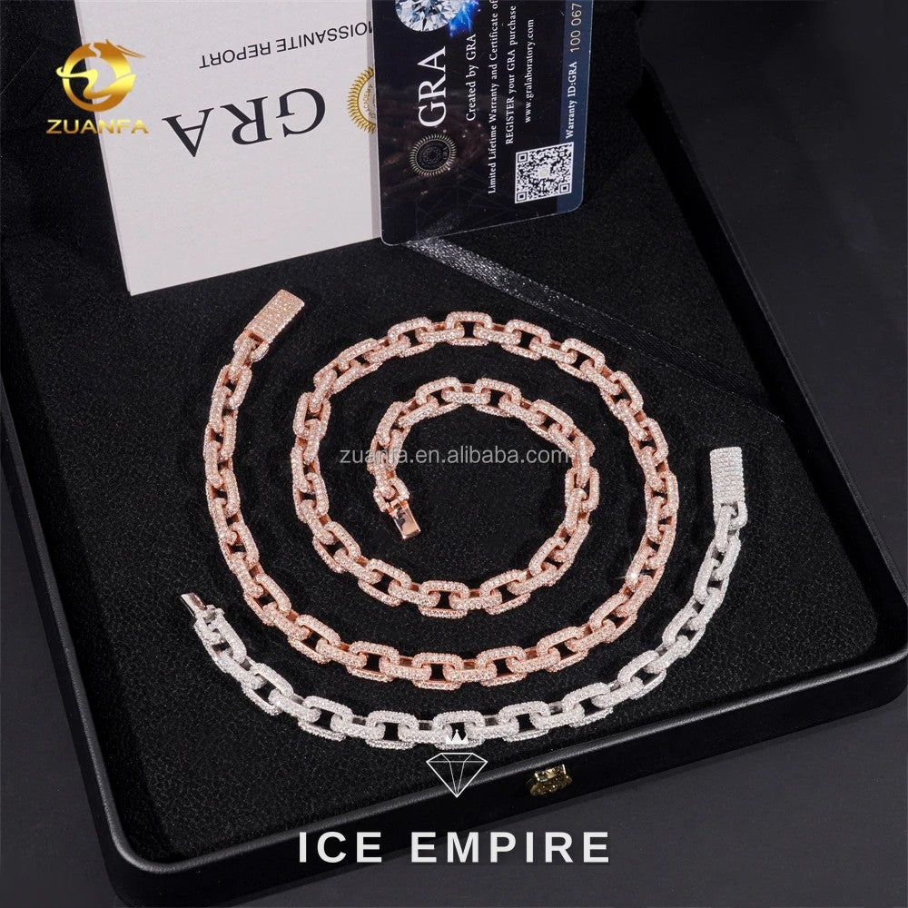 Iced Out 925 Silver Moissanite Cuban Chain