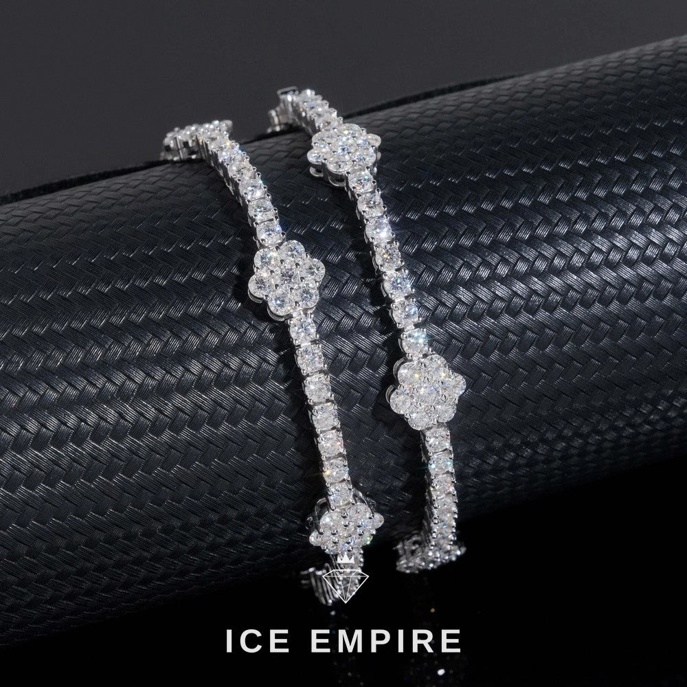 Iced Out Cluster Rose Gold Plated Moissanite Cuban Chain