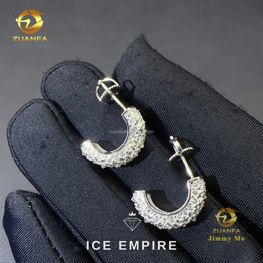 Iced Out 925 Silver Moissanite Earrings