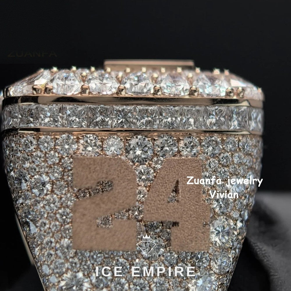 Iced Out Rose Gold Plated Moissanite Ring