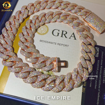 Iced Out Rose Gold Plated Moissanite Cuban Chain