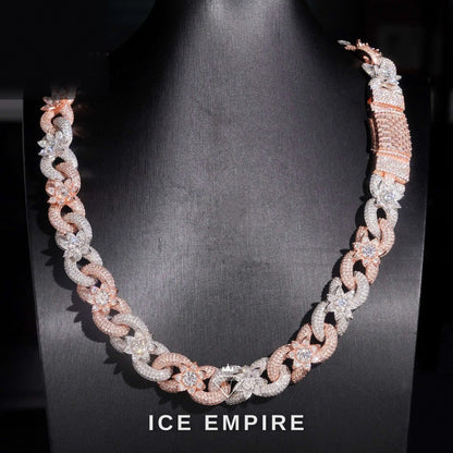 Iced Out Rose Gold Plated Moissanite Cuban Chain