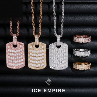 Iced Out Baguette 925 Silver Moissanite Pendant