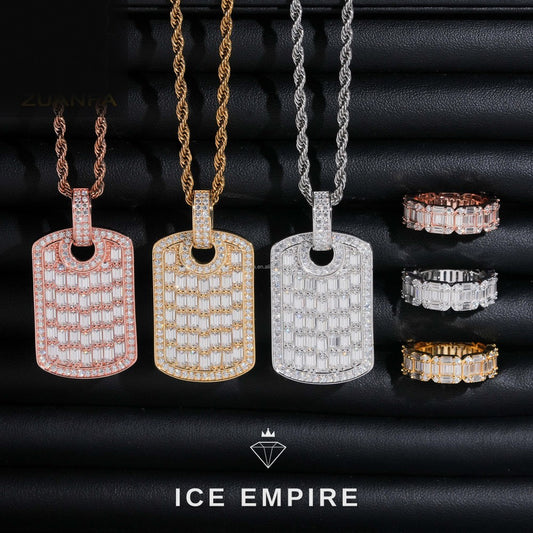 Iced Out Baguette 925 Silver Moissanite Pendant