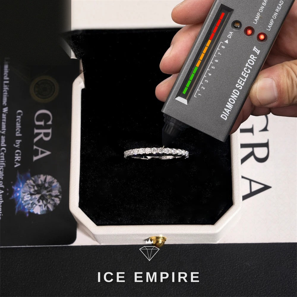 Iced Out 925 Silver Moissanite Engagement Ring