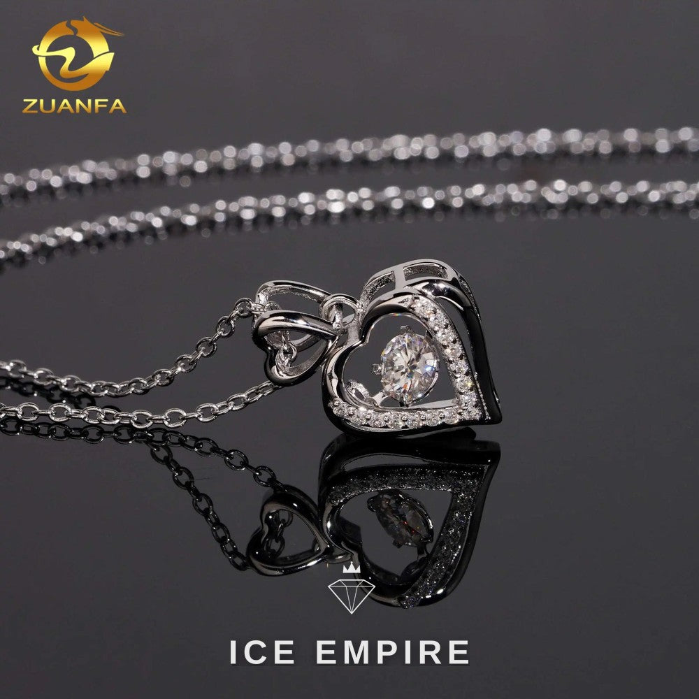 Iced Out Heart 925 Silver Lab Grown Diamond Pendant