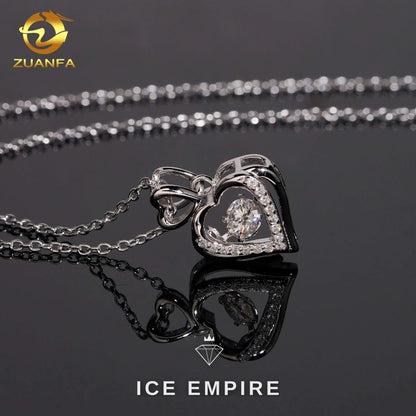 Iced Out Heart 925 Silver Lab Grown Diamond Pendant