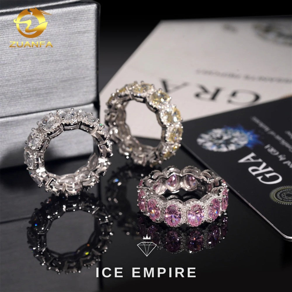 Iced Out 925 Silver Moissanite Engagement Ring