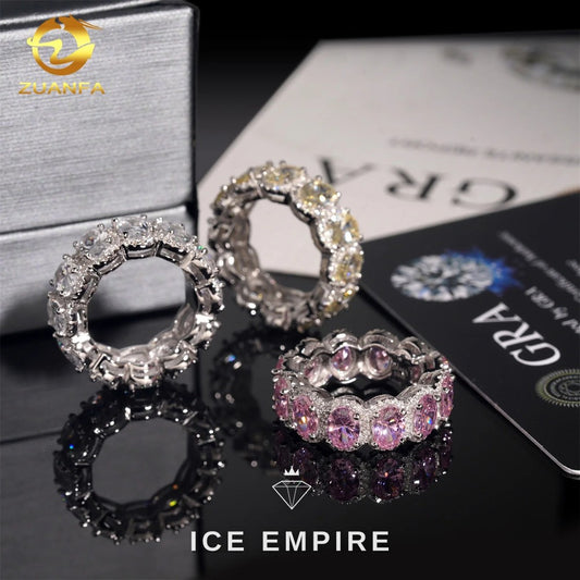 Iced Out 925 Silver Moissanite Engagement Ring