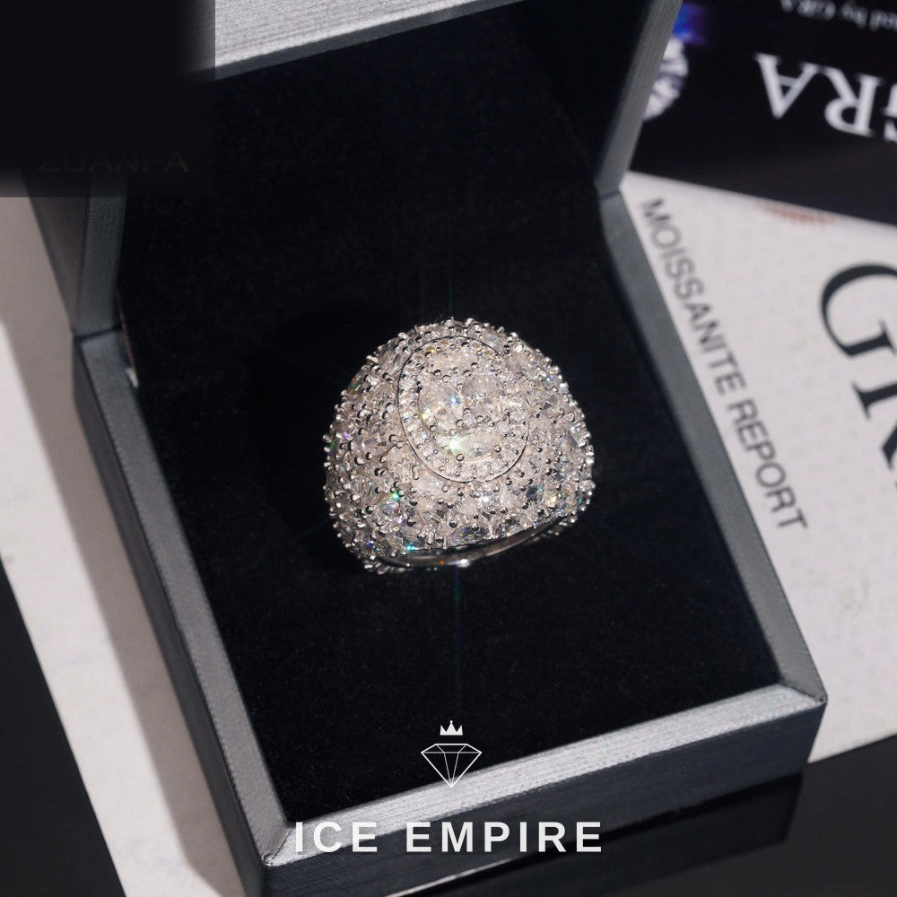 Iced Out Cluster 925 Silver Moissanite Ring