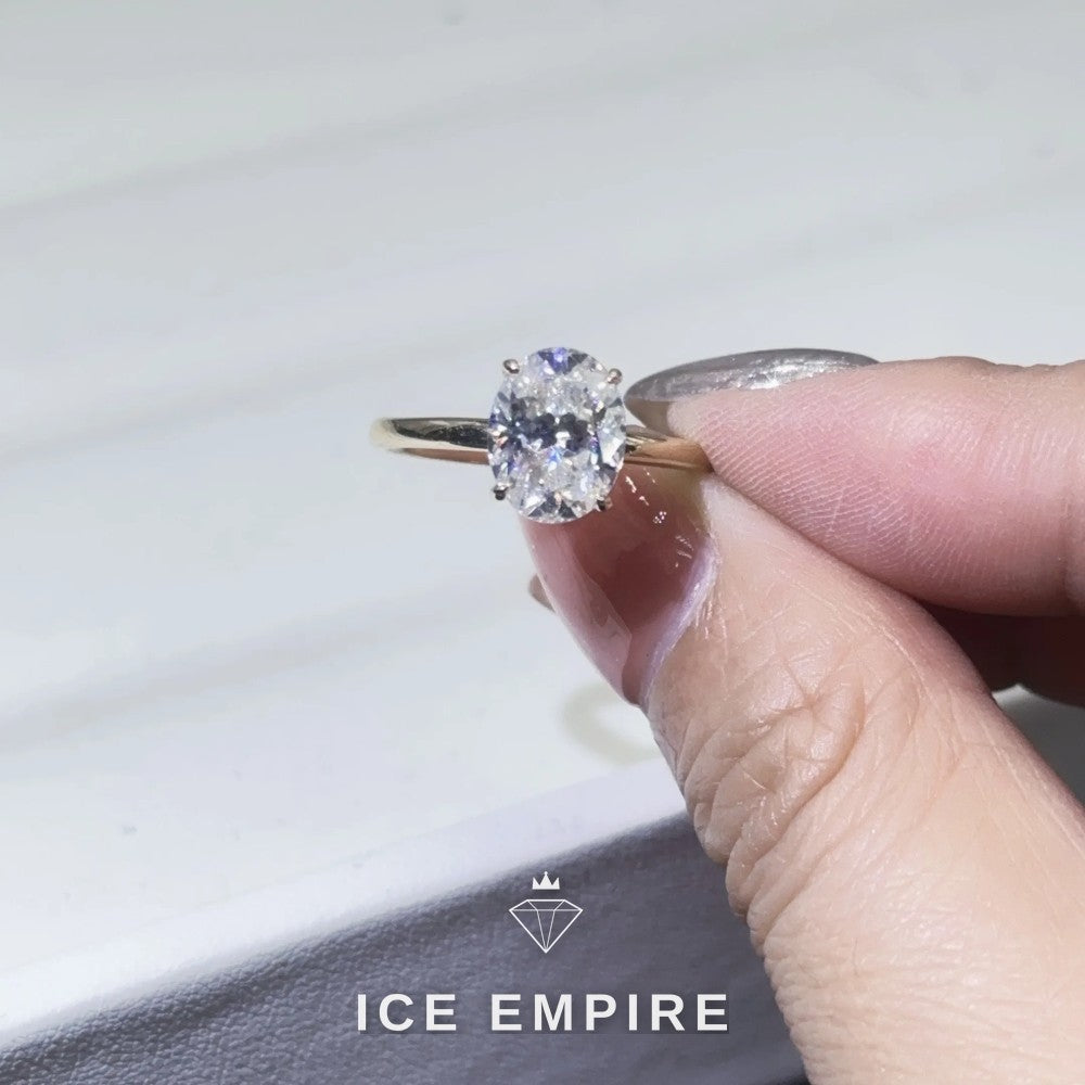 Iced Out 14K Gold Moissanite Engagement Ring