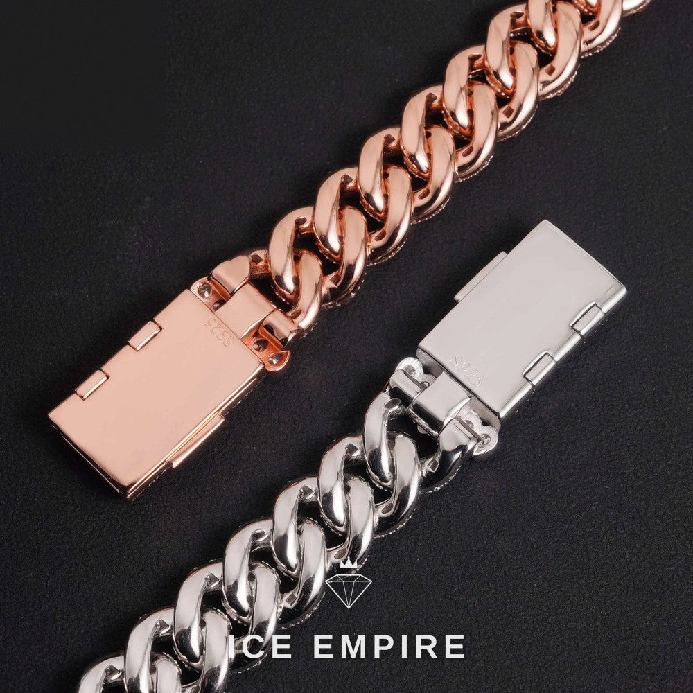 Iced Out Rose Gold Plated Moissanite Cuban Chain