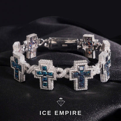 Iced Out Cross 925 Silver Moissanite Cuban Chain