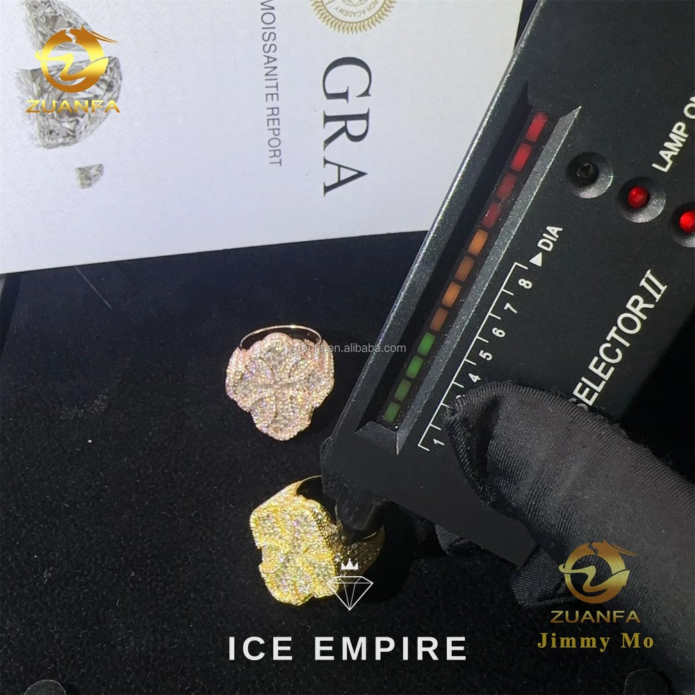 Iced Out Cross 925 Silver Moissanite Ring