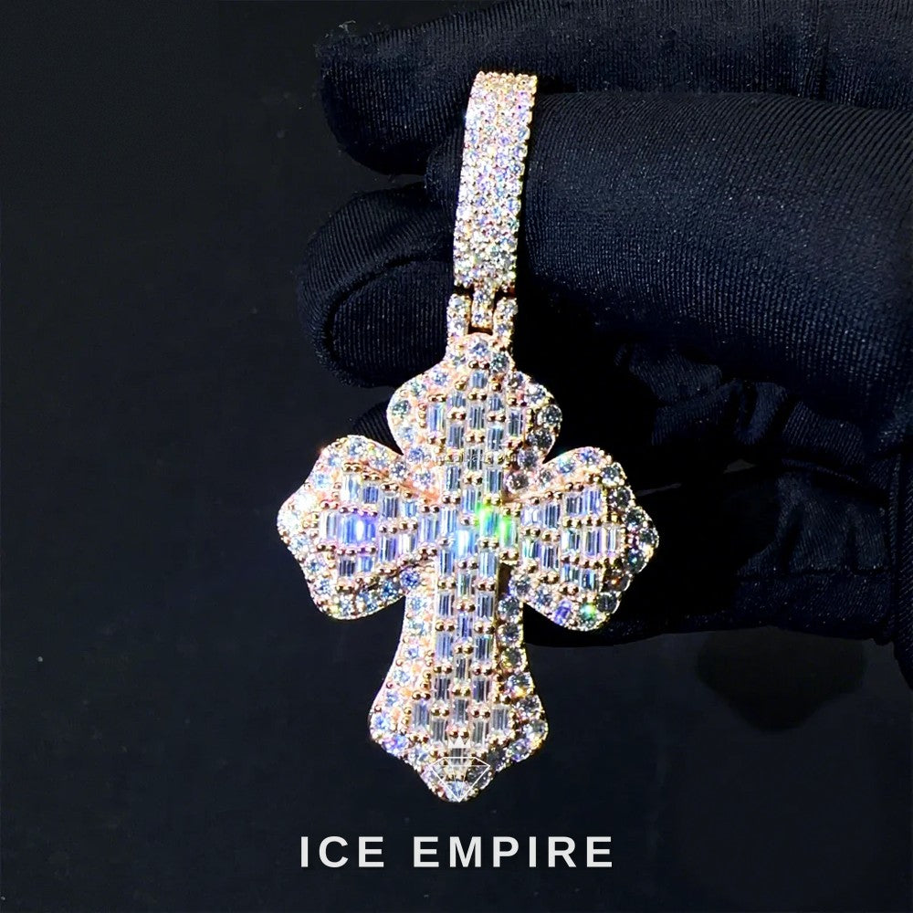 Iced Out Baguette 925 Silver Pendant
