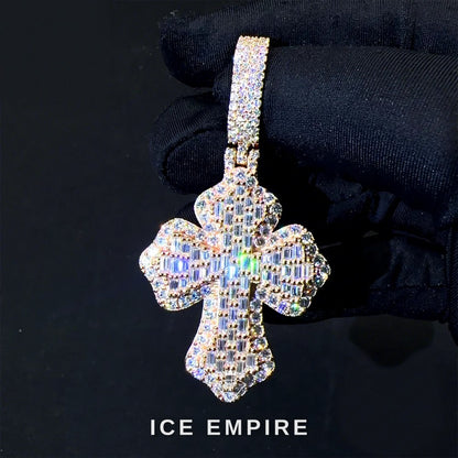 Iced Out Baguette 925 Silver Pendant