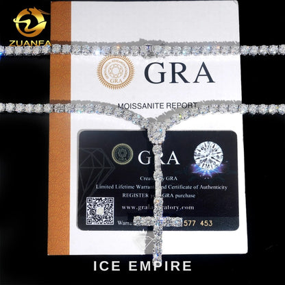 Iced Out Cross Rose Gold Plated Moissanite Cuban Chain