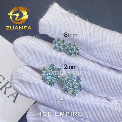 Iced Out Cluster 925 Silver Moissanite Stud Earrings