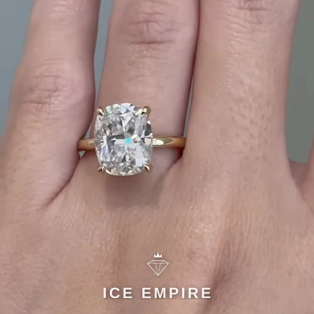 Iced Out 10K Gold Moissanite Engagement Ring