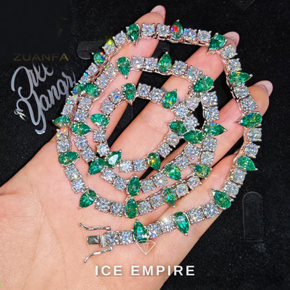Iced Out Baguette Rose Gold Plated Moissanite Cuban Chain