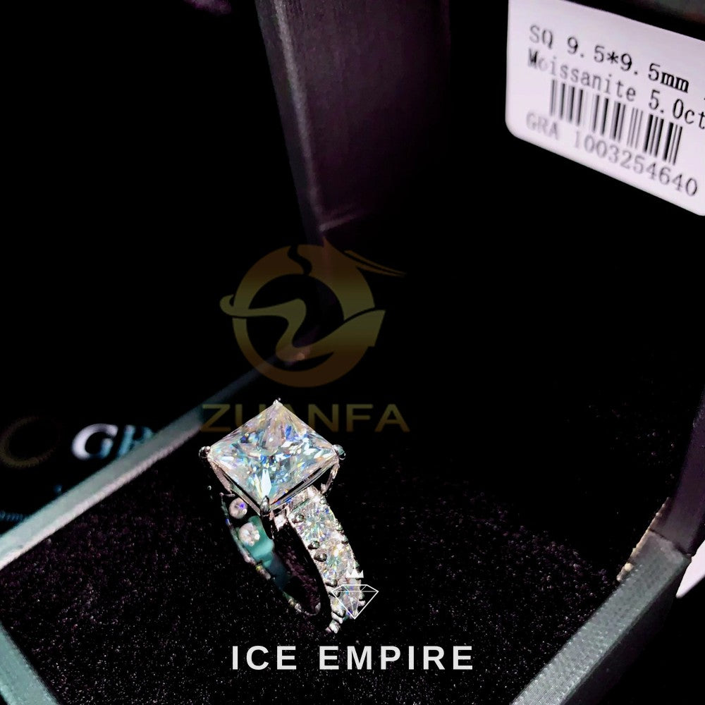 Iced Out Rose Gold Plated Moissanite Engagement Ring