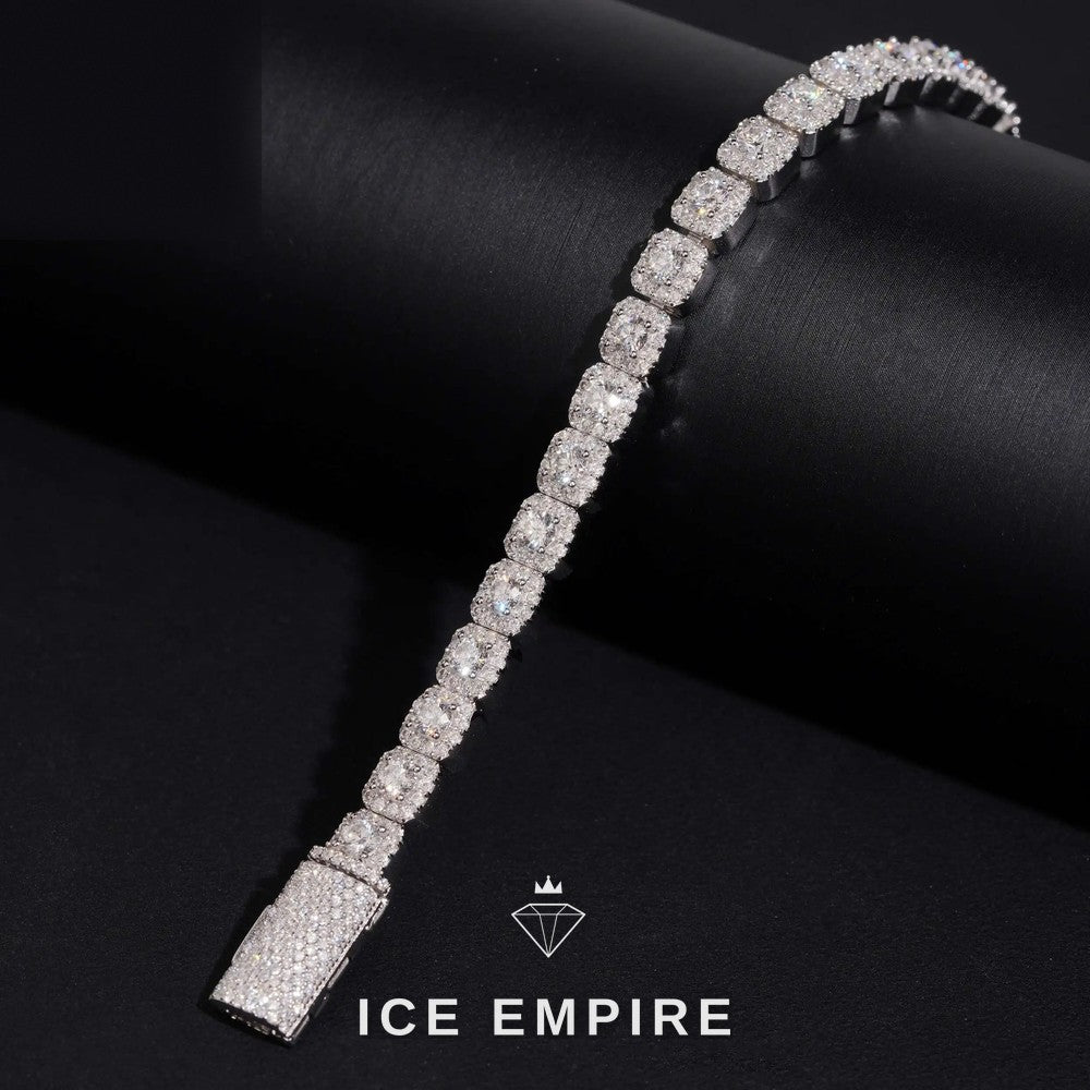Iced Out Cluster Gold Plated Moissanite Cuban Chain