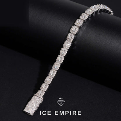 Iced Out Cluster Gold Plated Moissanite Cuban Chain