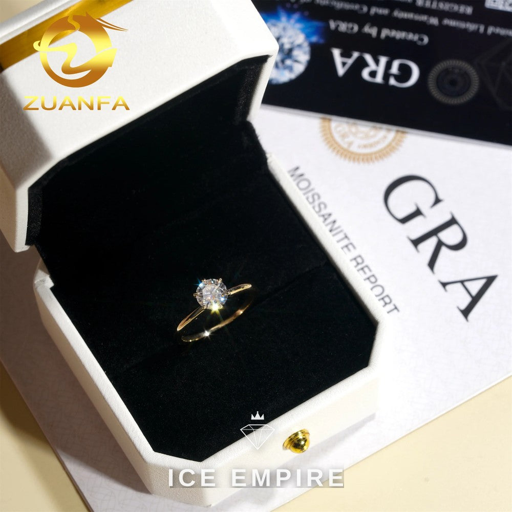 Iced Out 10K Gold Moissanite Engagement Ring